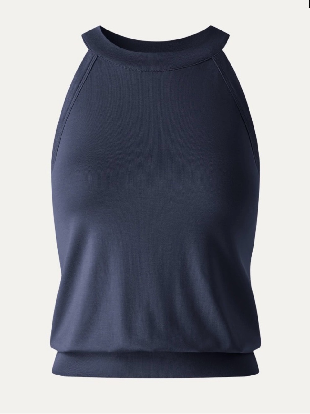 NWT OGL Navy Halter-Neck Banded Hem Bra Tank M